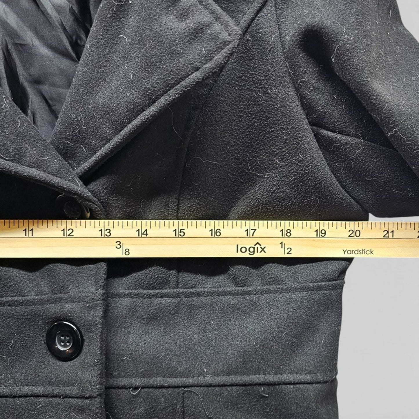 Outer Edge Pea Coat Women XL Black Good Hooded Double Breasted Jacket