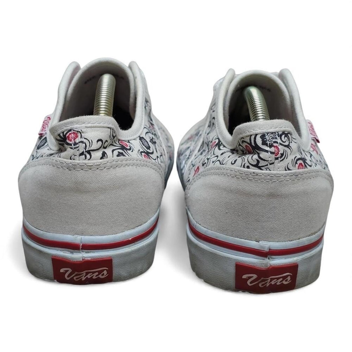 Vans Floral Print Low Top Sneakers White Red Black Women's Size 10