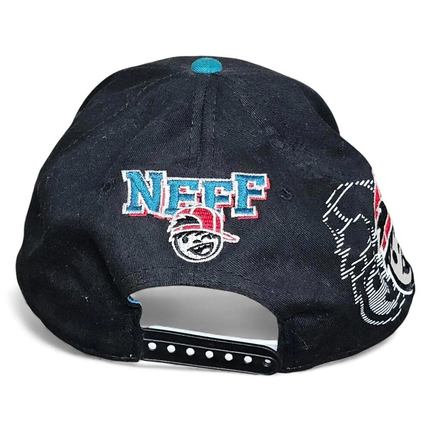 NEFF Headwear Snapback Hat Mens Black Teal Embroidered Logo Signed by Riff Raff