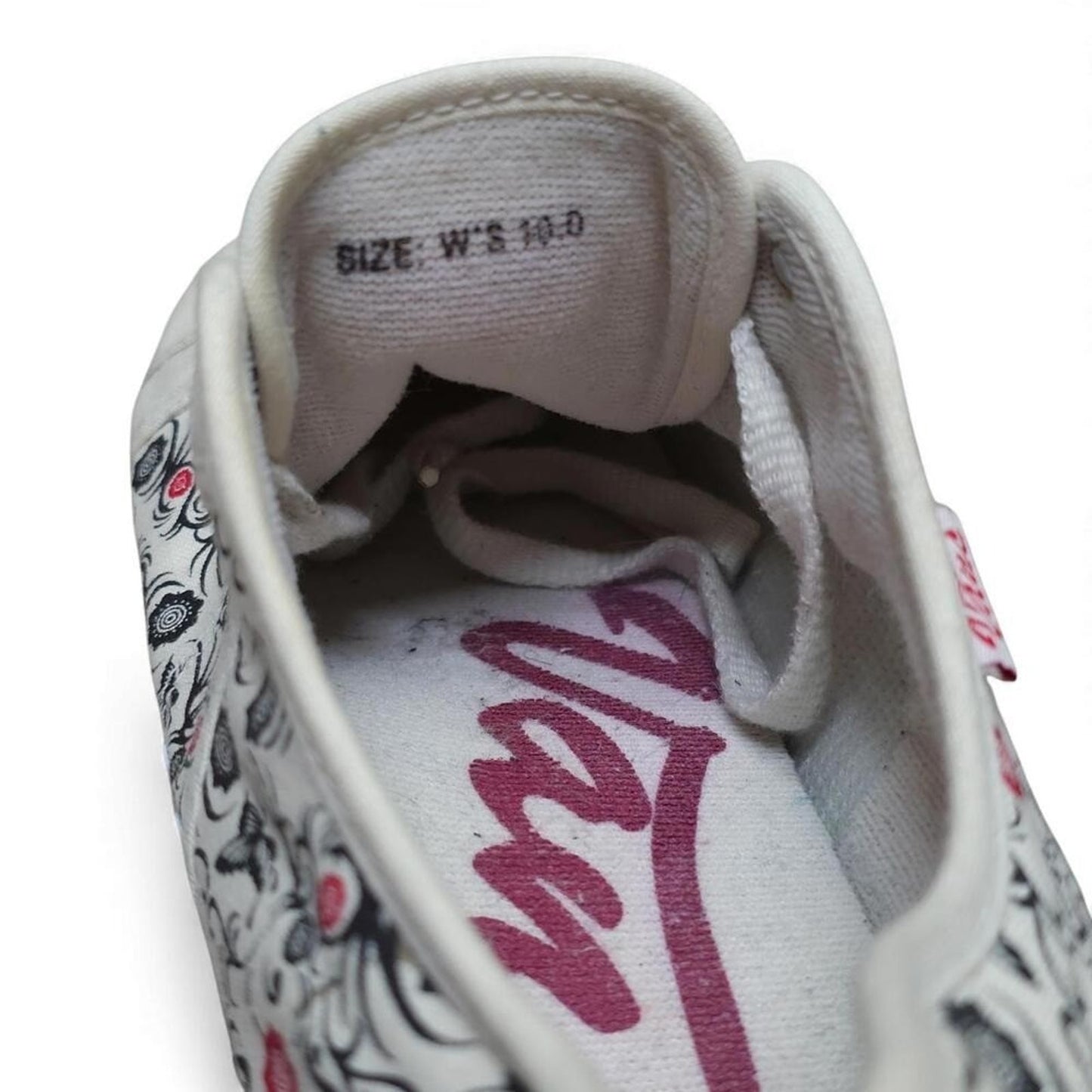 Vans Floral Print Low Top Sneakers White Red Black Women's Size 10
