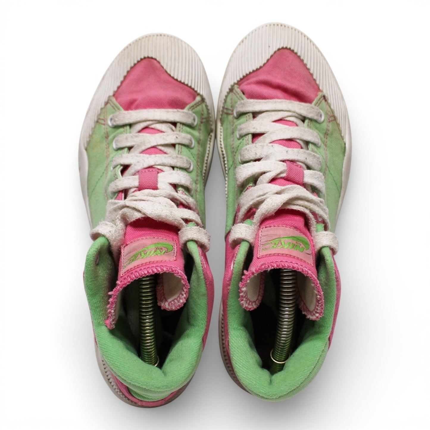 Nike Outbreak High Top Sneakers Womens 7.5 Pink Green 318635-611 Retro Canvas
