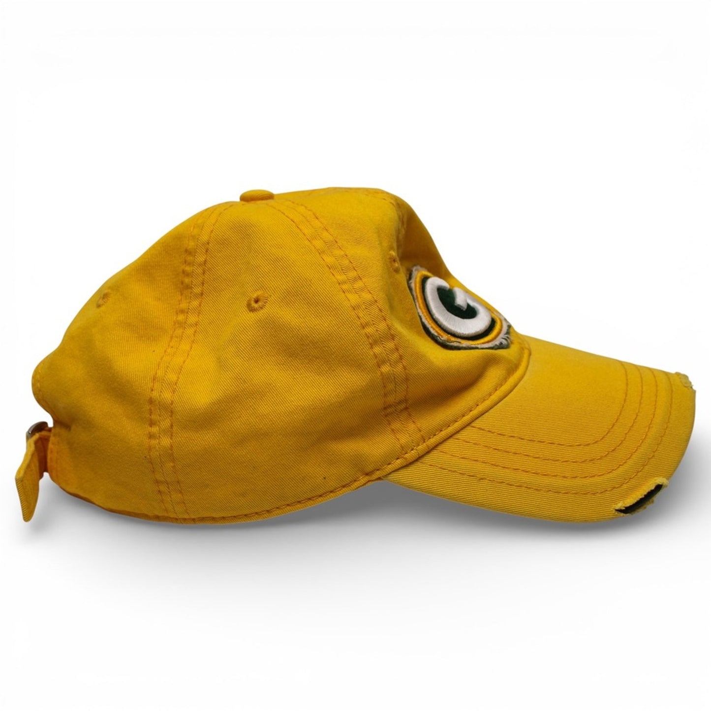 NFL Team Apparel Green Bay Packers Hat Adult OSFM Yellow Distressed Strapback