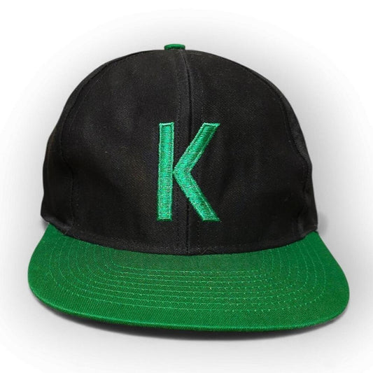 Mens Black Green Embroidered Letter K Snapback Baseball Cap One Size