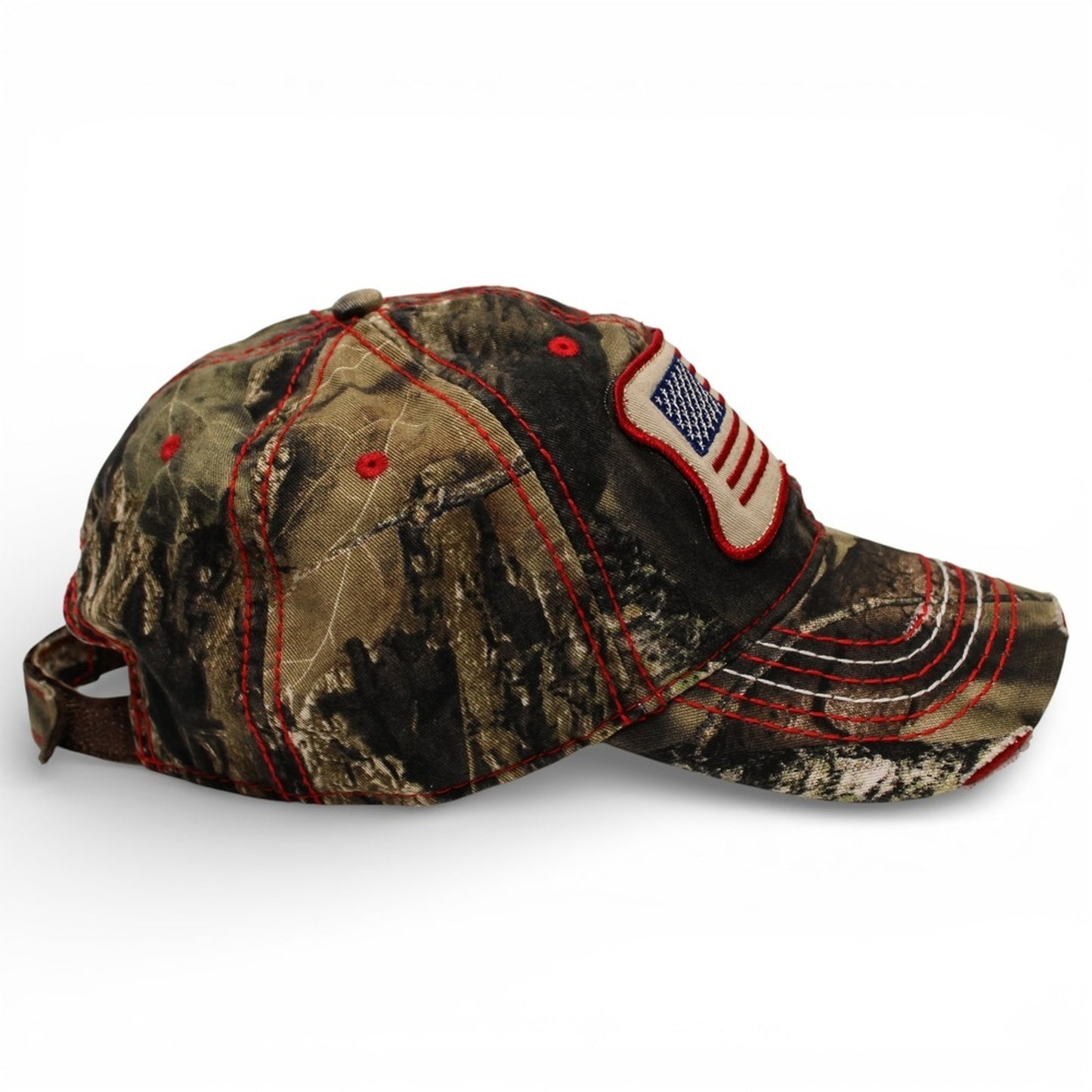 Mossy Oak Baseball Cap Unisex OSFM Camo NWT American Flag Distressed