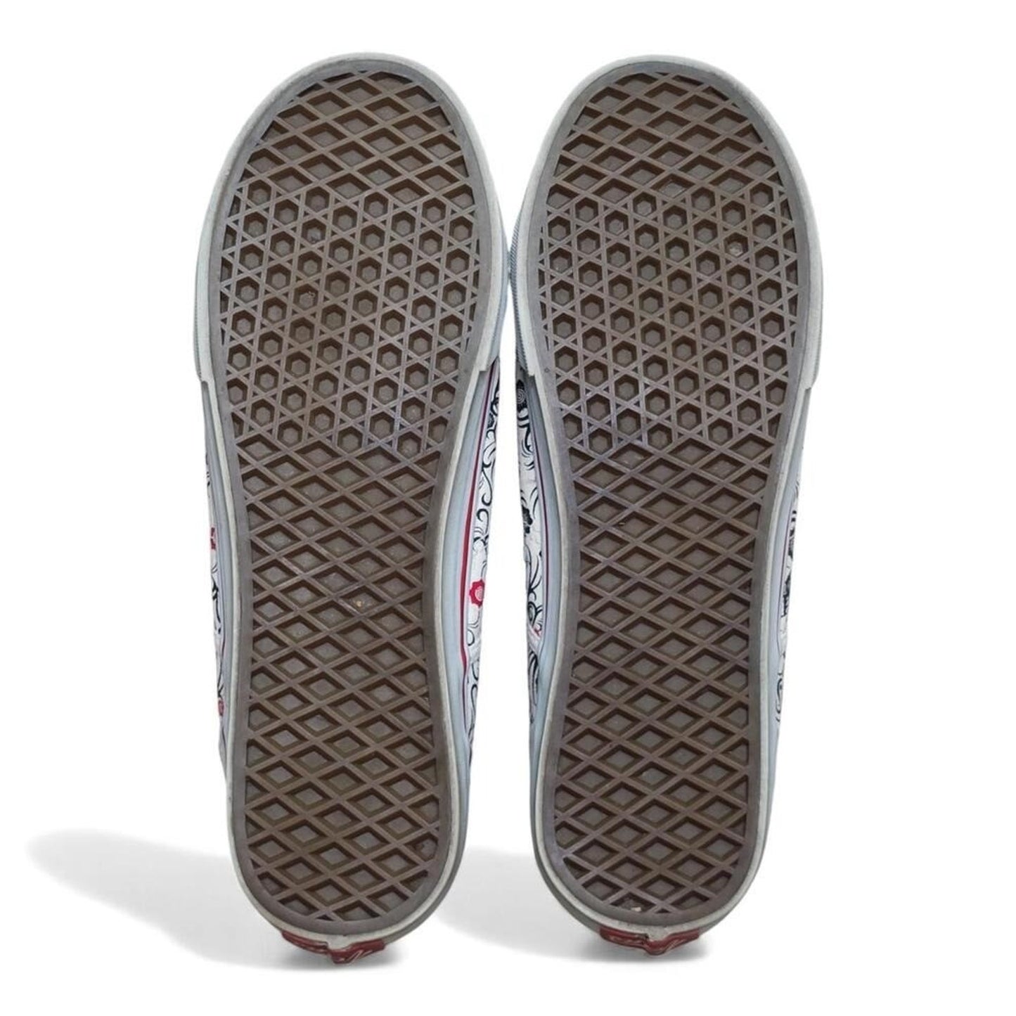 Vans Floral Print Low Top Sneakers White Red Black Women's Size 10