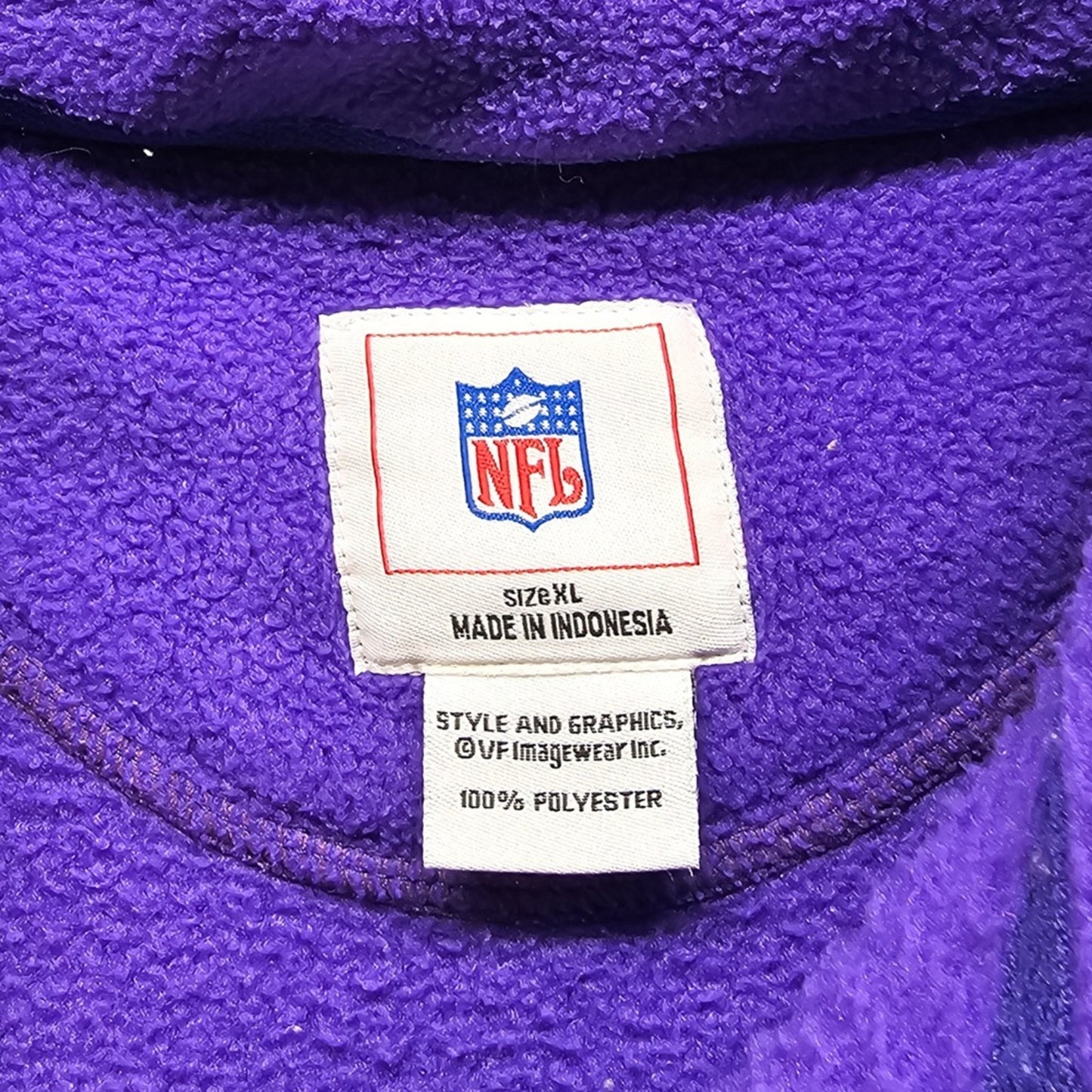 Vintage NFL Minnesota Vikings Fleece Pullover Mens XL Purple Quarter Zip Logo