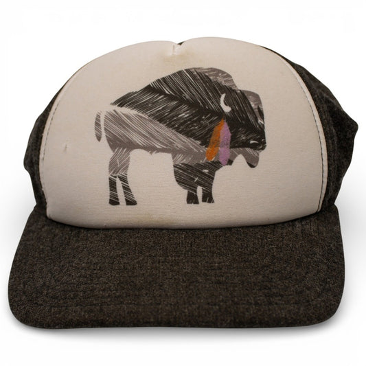 Pistil Buffalo Trucker Hat Unisex Adjustable Brown Cream Wool Blend Snapback