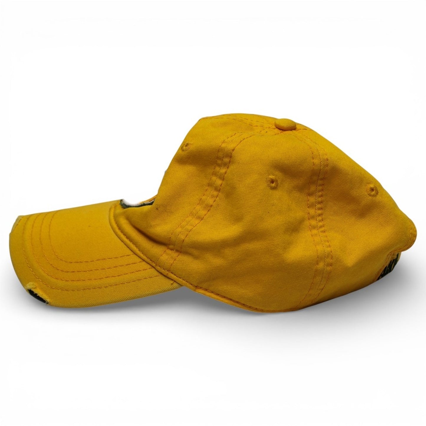 NFL Team Apparel Green Bay Packers Hat Adult OSFM Yellow Distressed Strapback
