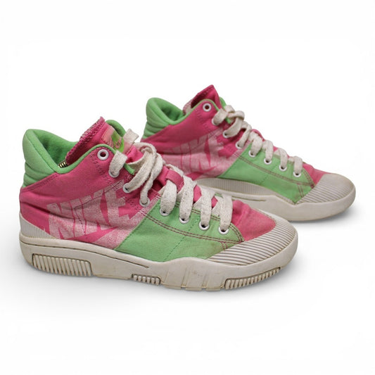 Nike Outbreak High Top Sneakers Womens 7.5 Pink Green 318635-611 Retro Canvas