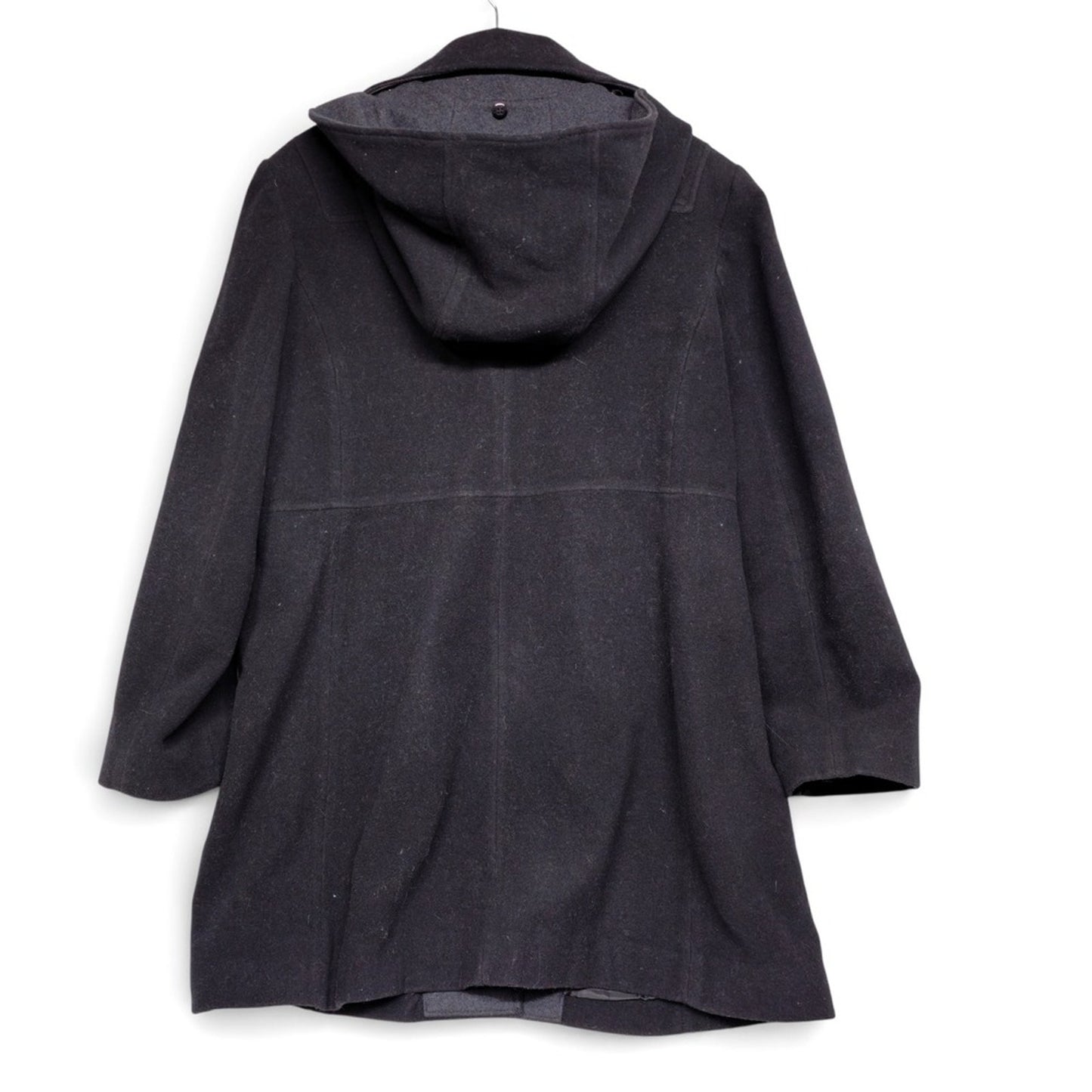 Nautica Women's Dark Gray Wool Blend Duffle Coat Toggle Closure Hooded Size XL