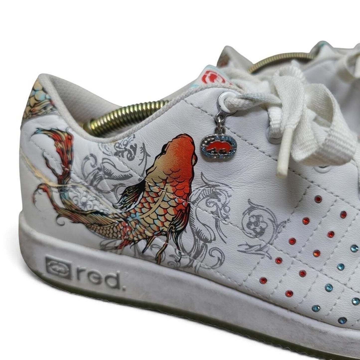 Ecko Red‎ Women's White Leather Koi Fish Rhinestone Sneakers Size 10