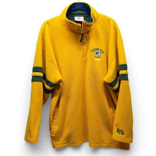 NFL Green Bay Packers Fleece Pullover Mens 2XL Yellow Excellent Quarter Zip