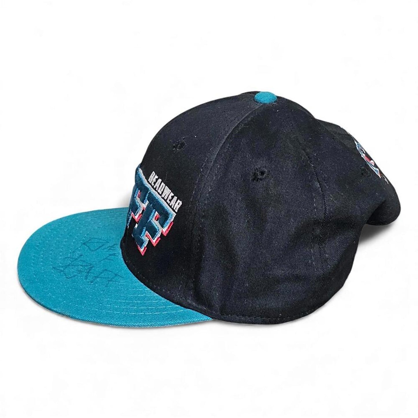 NEFF Headwear Snapback Hat Mens Black Teal Embroidered Logo Signed by Riff Raff