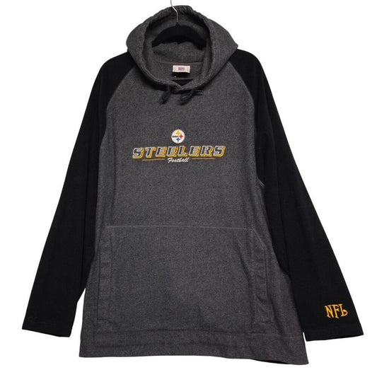 NFL Pittsburgh Steelers Raglan Hoodie Gray Black Football Men's