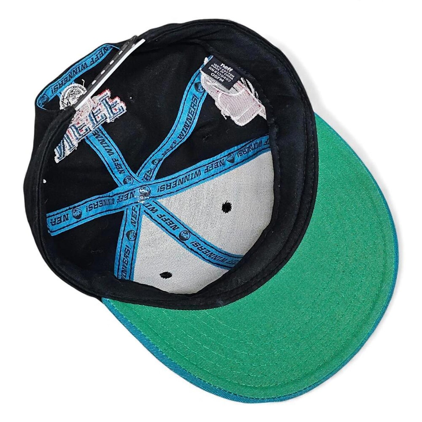 NEFF Headwear Snapback Hat Mens Black Teal Embroidered Logo Signed by Riff Raff
