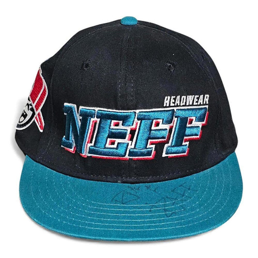 NEFF Headwear Snapback Hat Mens Black Teal Embroidered Logo Signed by Riff Raff