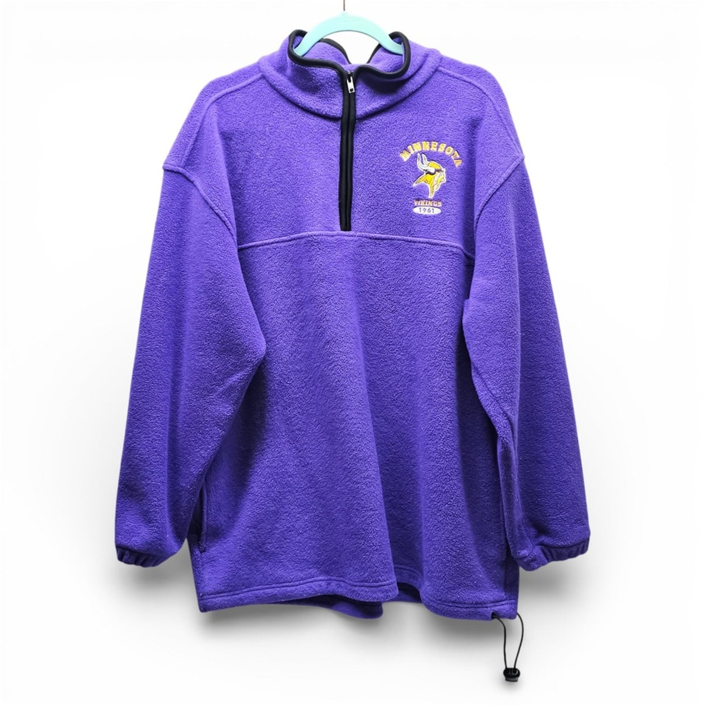 Vintage NFL Minnesota Vikings Fleece Pullover Mens XL Purple Quarter Zip Logo
