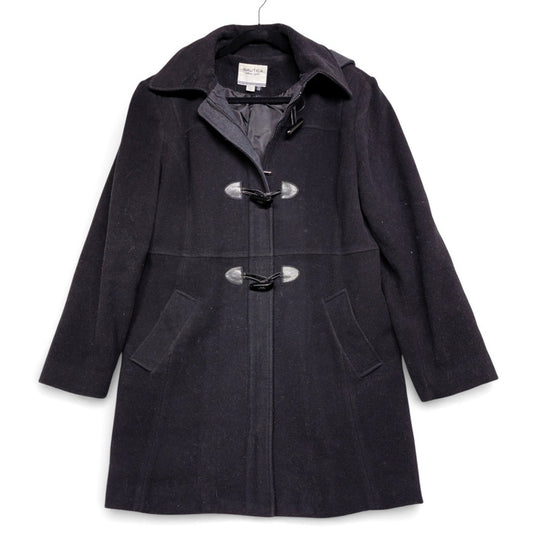 Nautica Women's Dark Gray Wool Blend Duffle Coat Toggle Closure Hooded Size XL