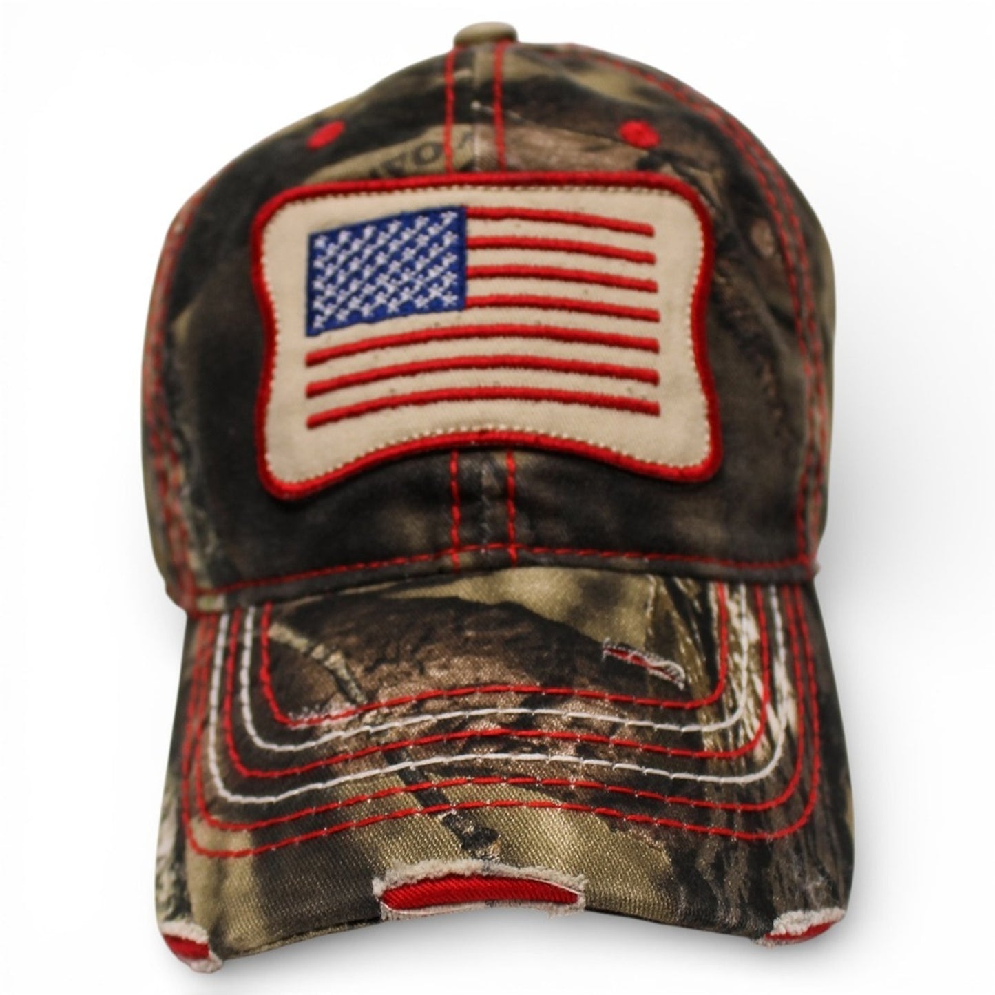 Mossy Oak Baseball Cap Unisex OSFM Camo NWT American Flag Distressed